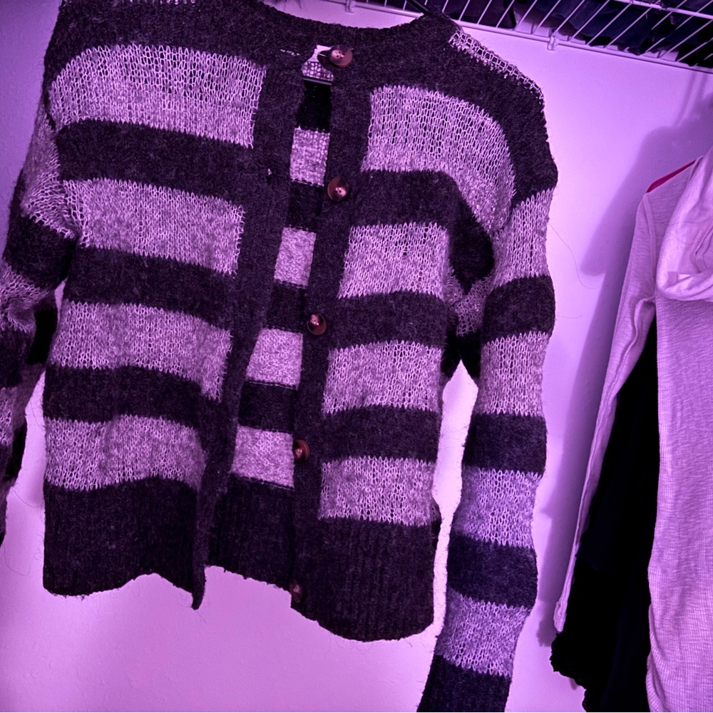 Striped Black and Gray Women's Sweater